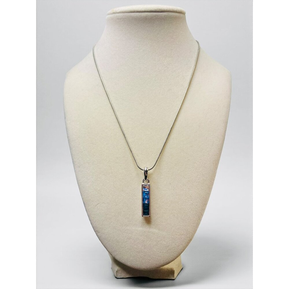 Lia Sophia Silver Tone Necklace Crystal Pendant 16-19” -198